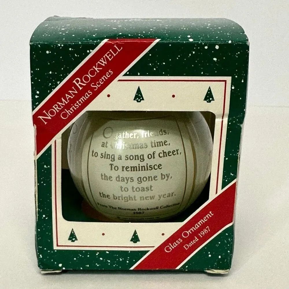 Vintage Hallmark Norman Rockwell Glass Ball Christmas Ornament 1987